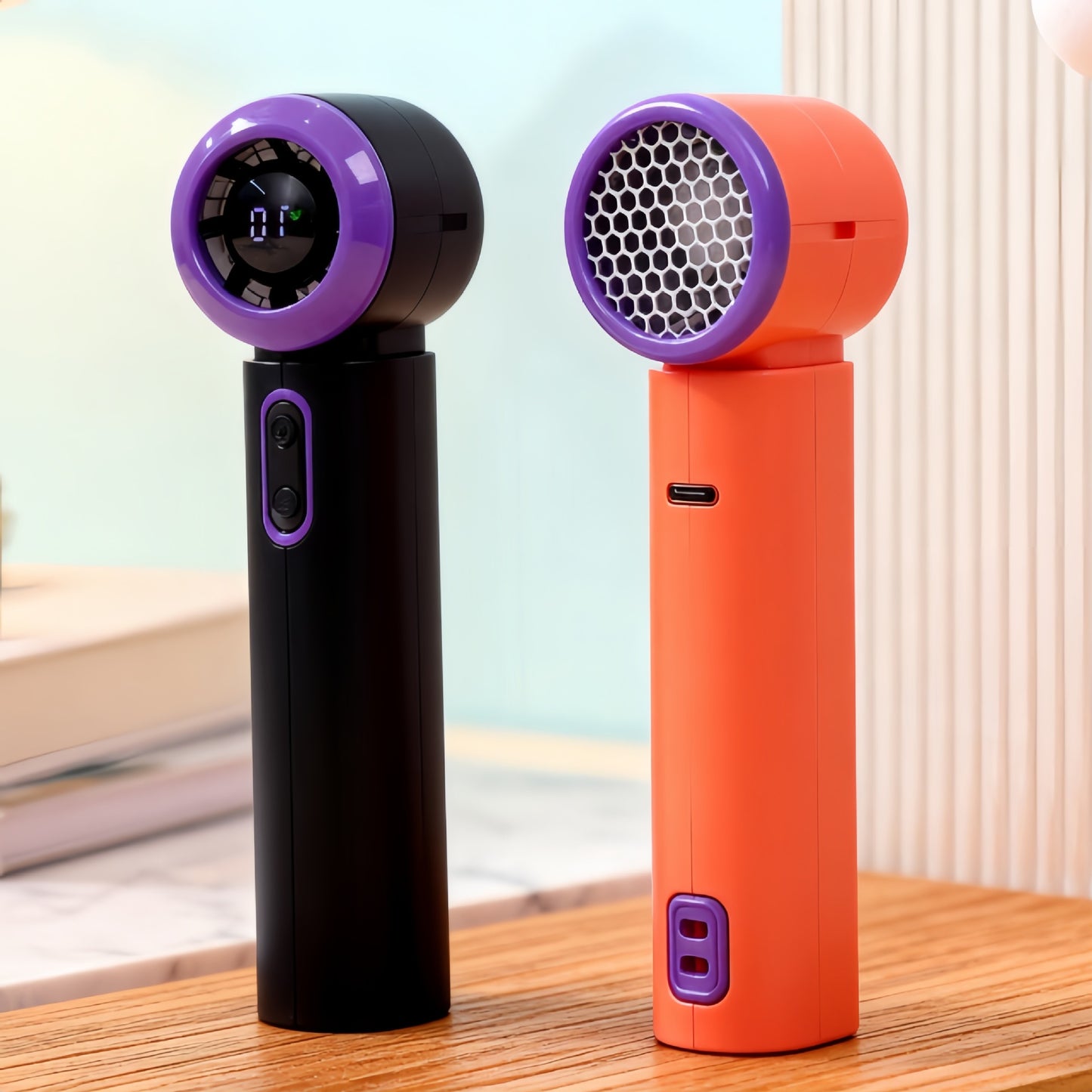 Damen Tragbarer Mini-Lüfter mit LCD-Anzeige Karnz