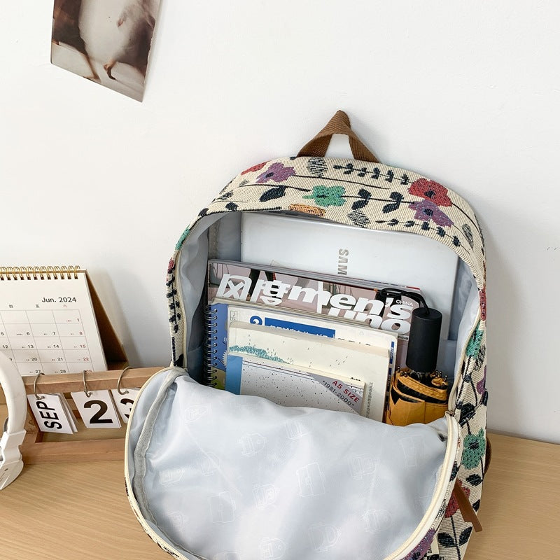 Blumenmuster Canvas Rucksack Karnz