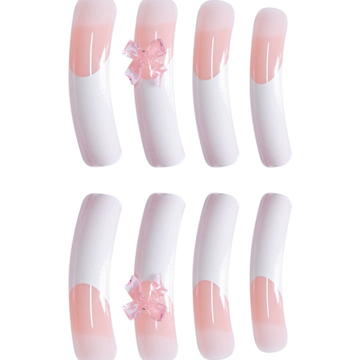 Stylische Acryl Press-On Nagelverlängerungen mit dekorativem Bogen Karnz