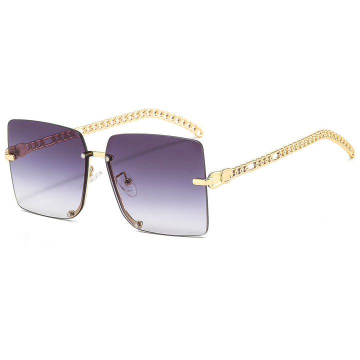 Damen modische Sonnenbrille mit luxuriösem Kettenarm und rechteckigem Rahmen Karnz