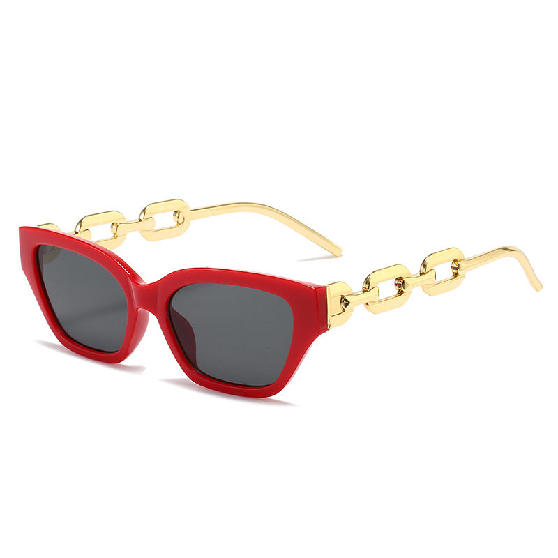 Damen modische Cat-Eye Sonnenbrille mit luxuriösem Kettenrahmen Karnz