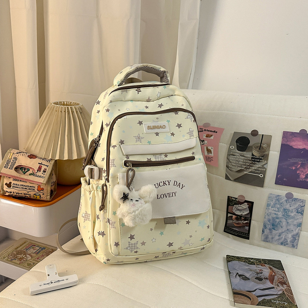 Mehrfach-Taschen Rucksack mit Plüsch Charm Karnz
