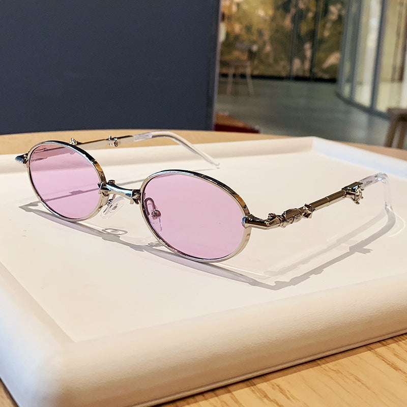 Damen modische Brille mit elegantem Metallgestell und leicht gefärbten Gläsern Karnz