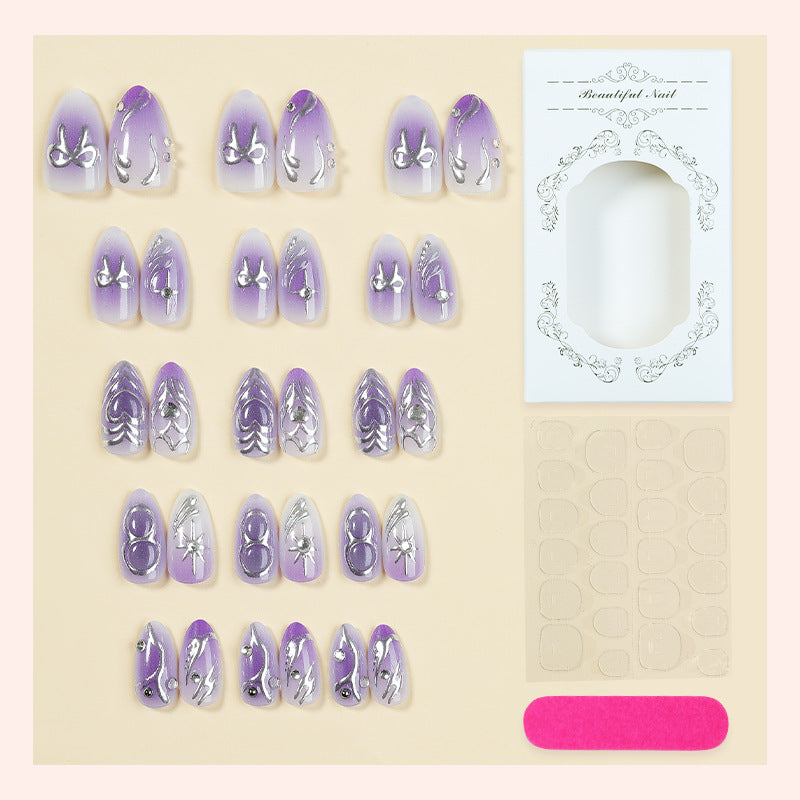 Künstlerisches Press-On Nagelset mit eleganten Blumenmustern Karnz