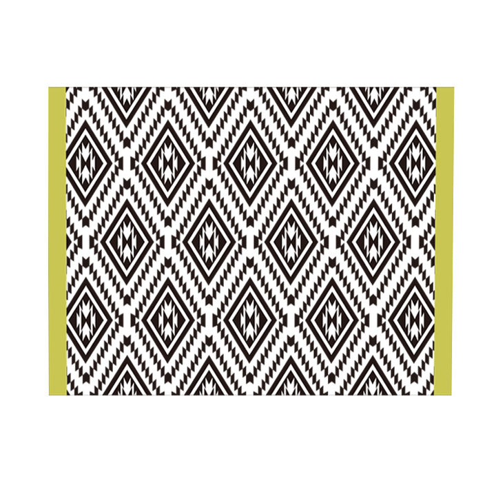 Geometrischer flachgewebter Wohnzimmerteppich mit Streifen- und Kachelmuster