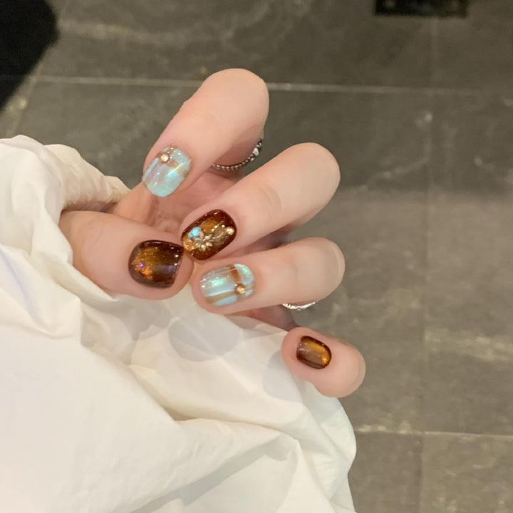 Künstliche Nail Art Spitzen mit Schimmer und Glitzer Karnz