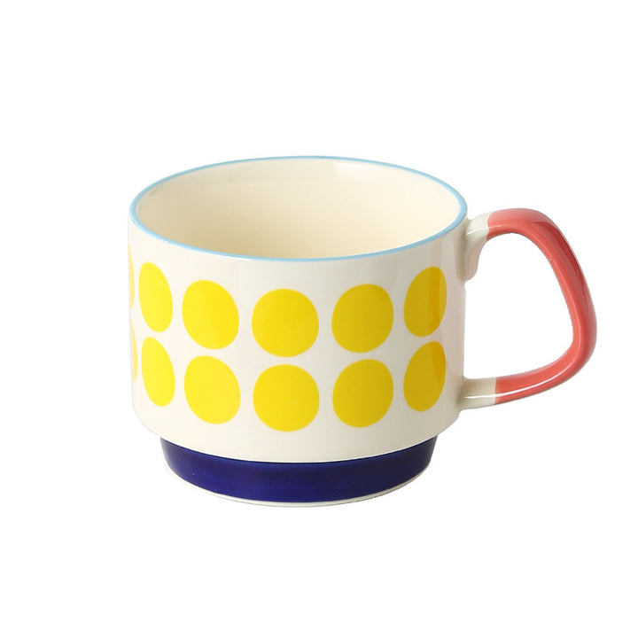 Keramikbecher mit Retro-Punkte-Design und ergonomischem Henkel