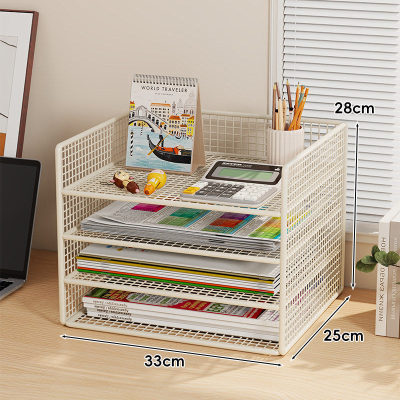 Belüfteter Mesh-Dreifach-Desktop-Dokumenten- und Zeitschriftenorganisator-Rack