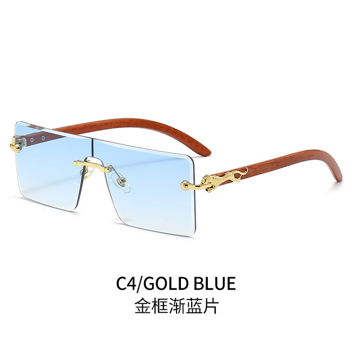 Damen oversized modische Sonnenbrille mit luxuriösen Holz- und Metallelementen Karnz