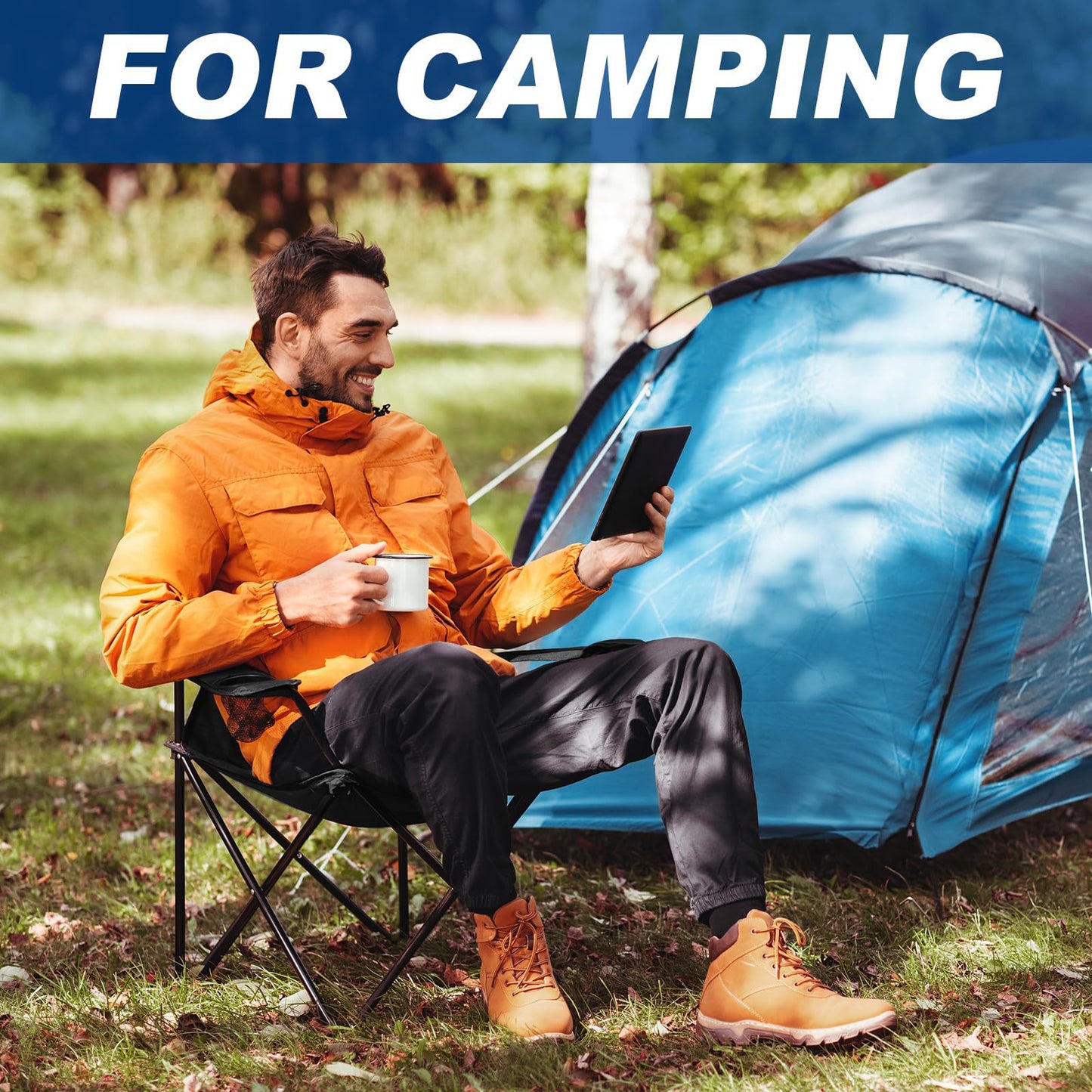 Unisex Tragbarer Campingstuhl mit stabiler Stahlkonstruktion Karnz