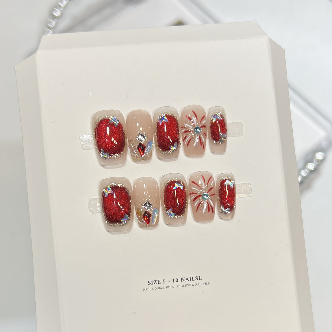 Glamorous Rote Glitzer Press-On Nagel Set