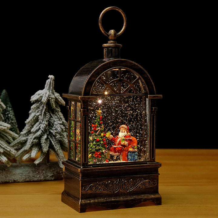 Beleuchtete Weihnachtslaterne mit Schnee- und Weihnachtsmotiv Karnz