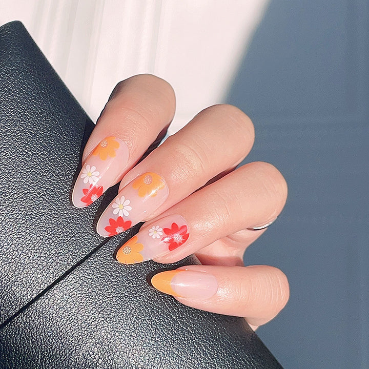 Blumenmuster Press-On Nagelset Karnz