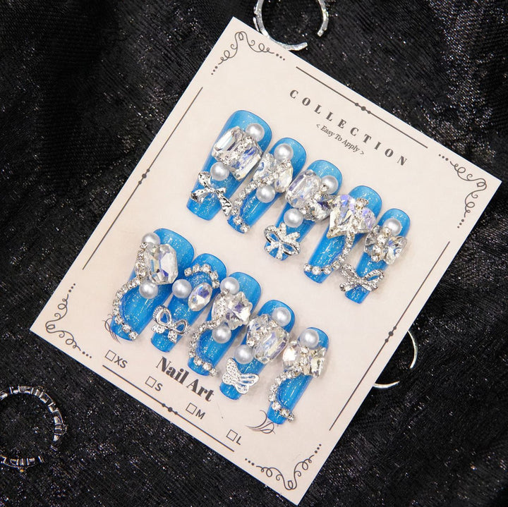 Glamouröse mit Strass verzierten Press-On Nägel