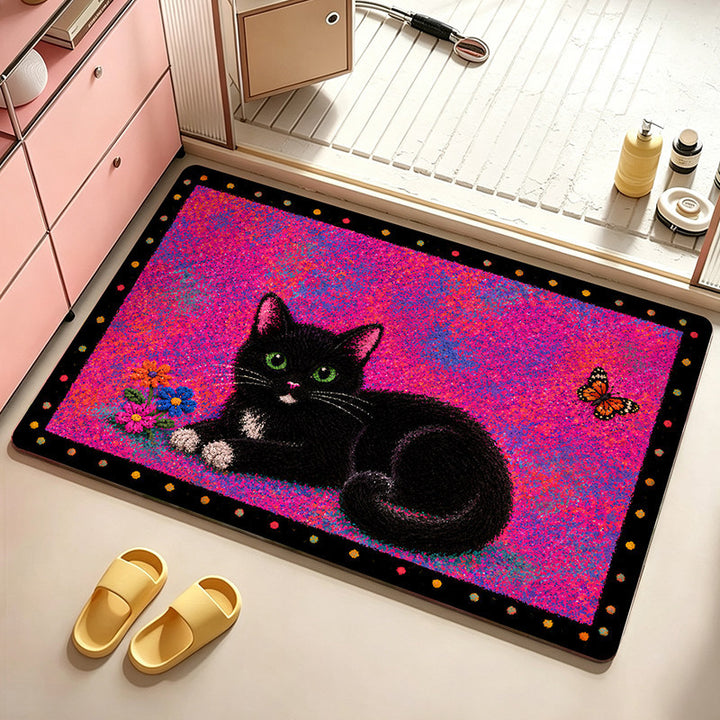 Künstlerische katzenmotivierte Badematte