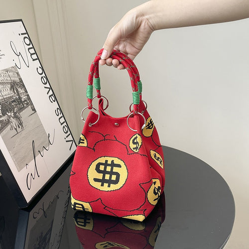 WoFloral Print Texturiertes Handtasche Karnz