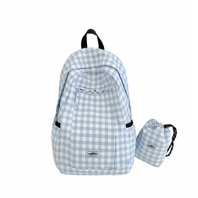 Stylischer Gingham-Muster Schulrucksack