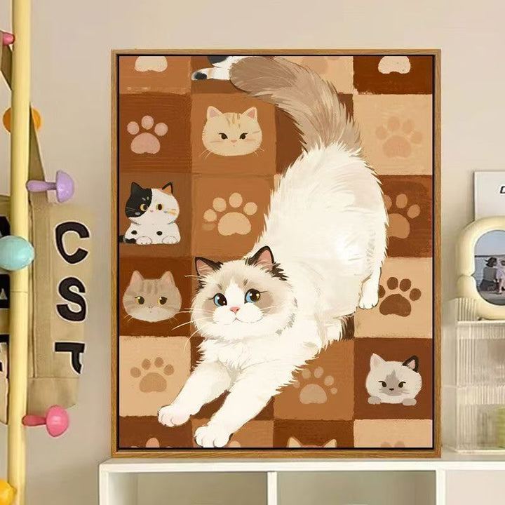Niedliches katzenbasiertes dekoratives Leinwandkunstwerk Karnz