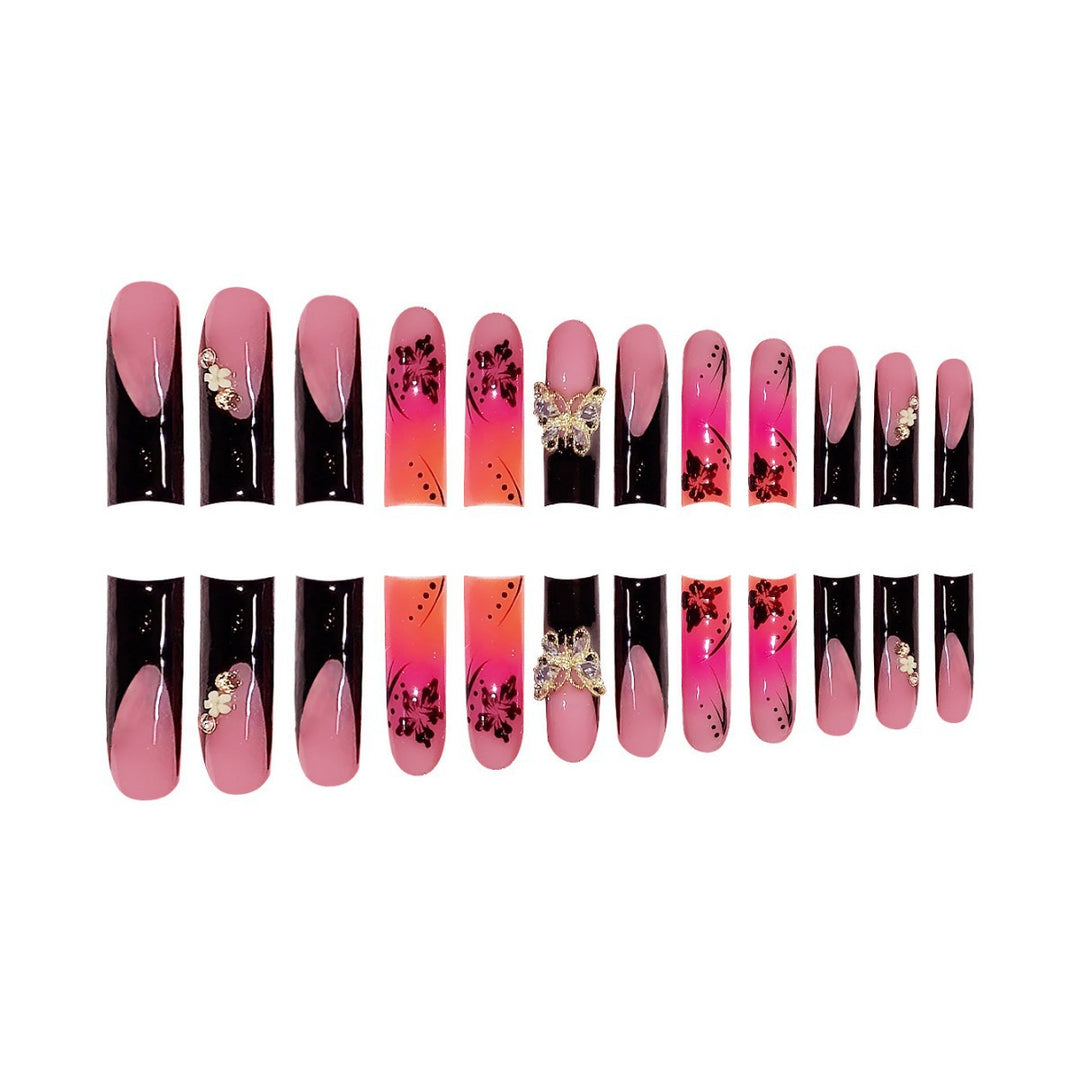 Premium 3D Floral Press-On Nagelkunst Karnz