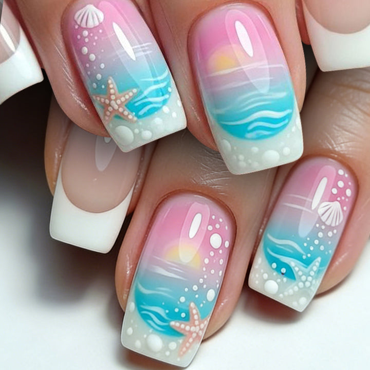 Ozean-inspiriertes 3D-Nagelkunst-Set Karnz