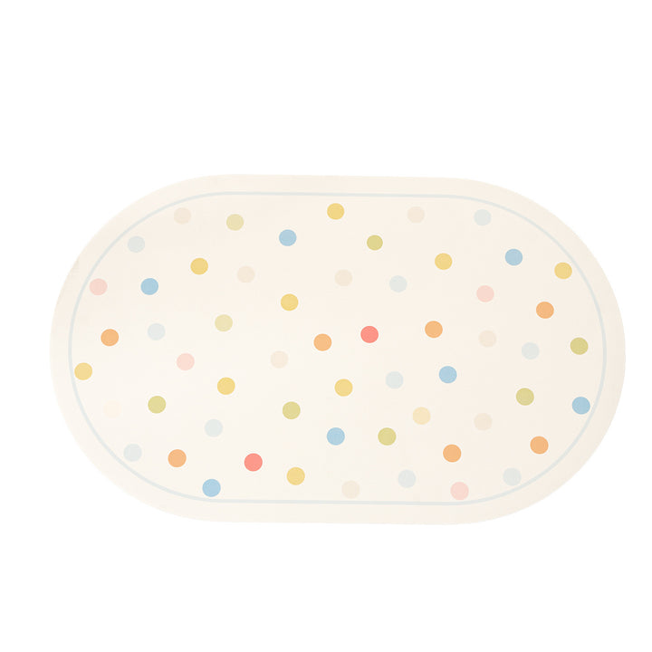 Ovales abwischbares Tischset mit pastellfarbenen Polka‑Dots Karnz