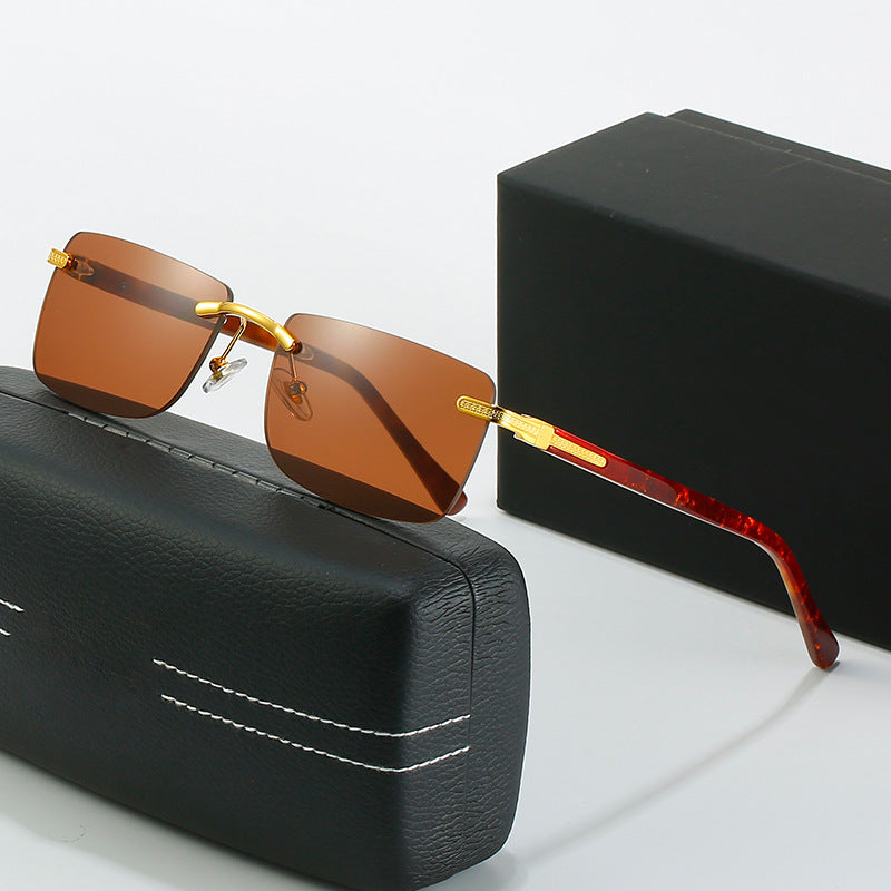 Damen modische Sonnenbrille mit stilvollem, eckigem Rahmen und eleganten Metallakzenten Karnz