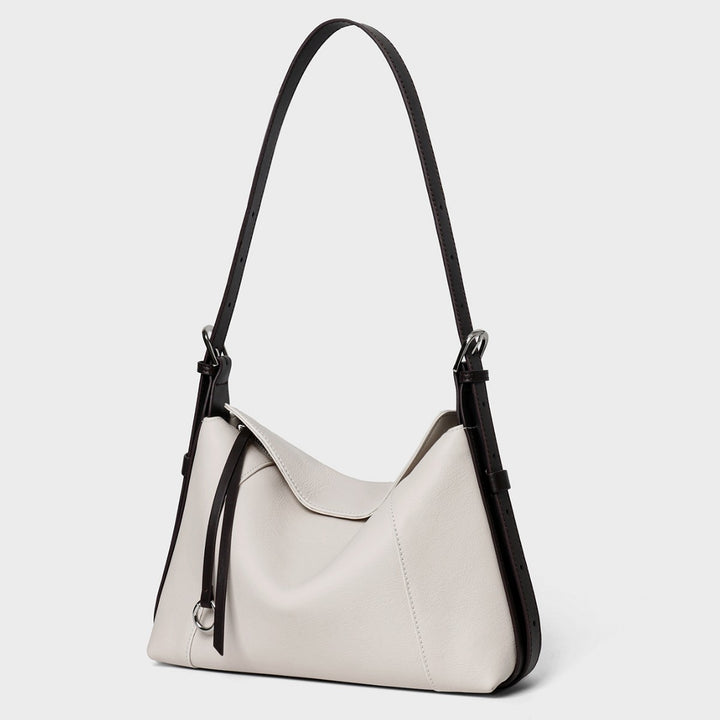 Leder Schulter Hobo Tasche mit verstellbarem Kontrastgurt