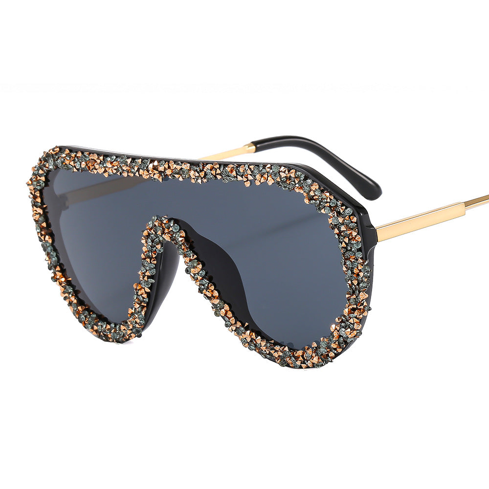 Damen extravagante Oversized-Sonnenbrille mit Glamour-Rahmen Karnz