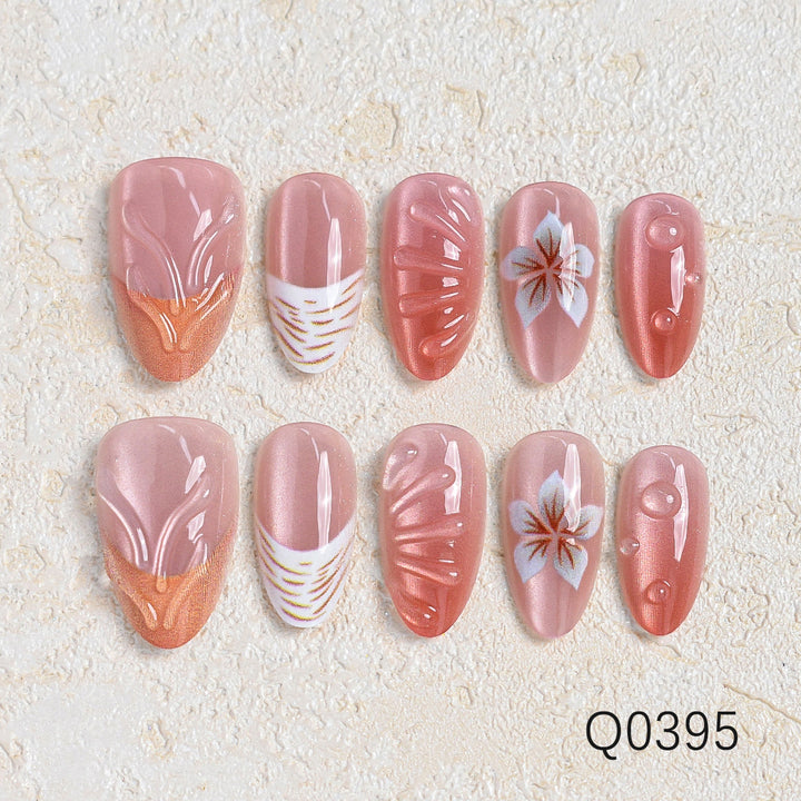 Künstlerisches Blumendesign Press-On Nagelset Karnz