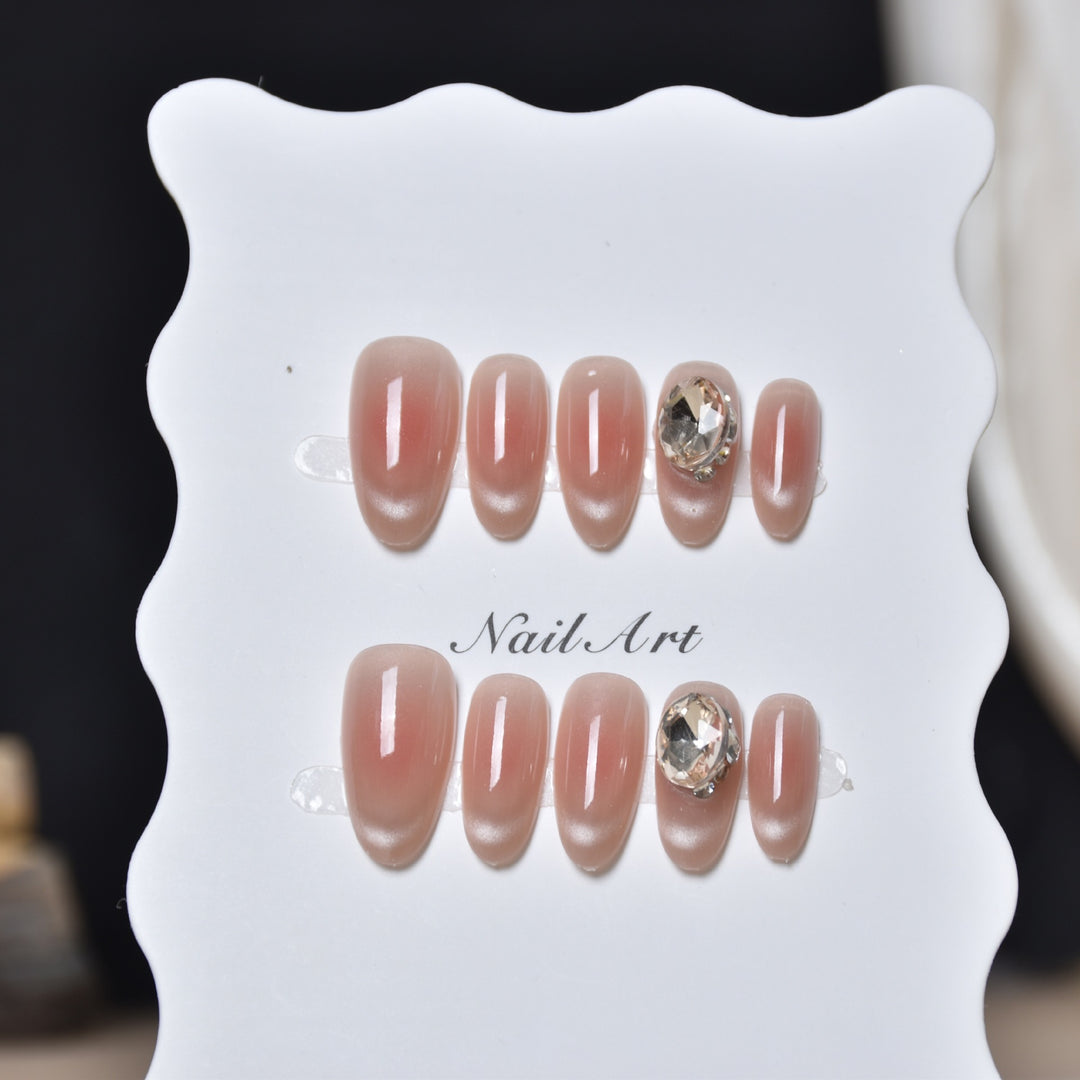 Elegante mit Kristallen verzierte Press-On-Nagelset Karnz