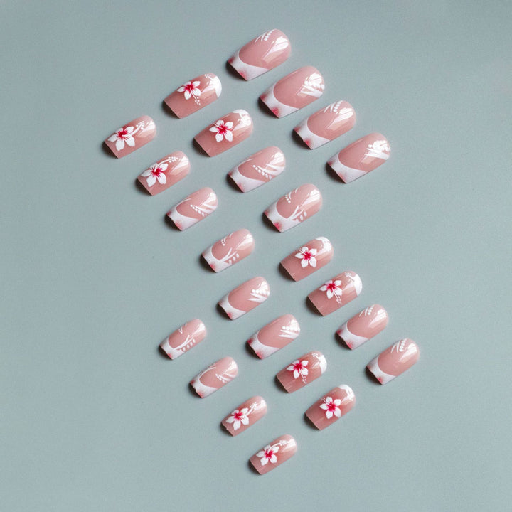 Floral Französische Spitze Nagelkunst Set