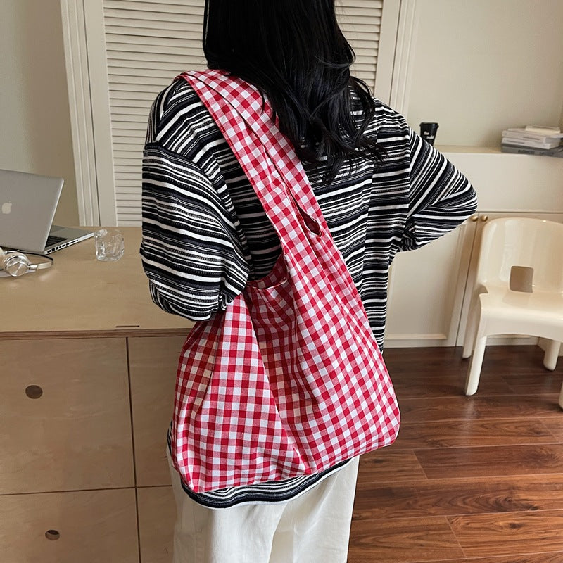 Gingham-Muster Hobo-Tasche