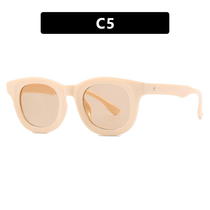 Damen stilvolle runde Sonnenbrille mit robustem Rahmen und schützendem UV-Filter Karnz