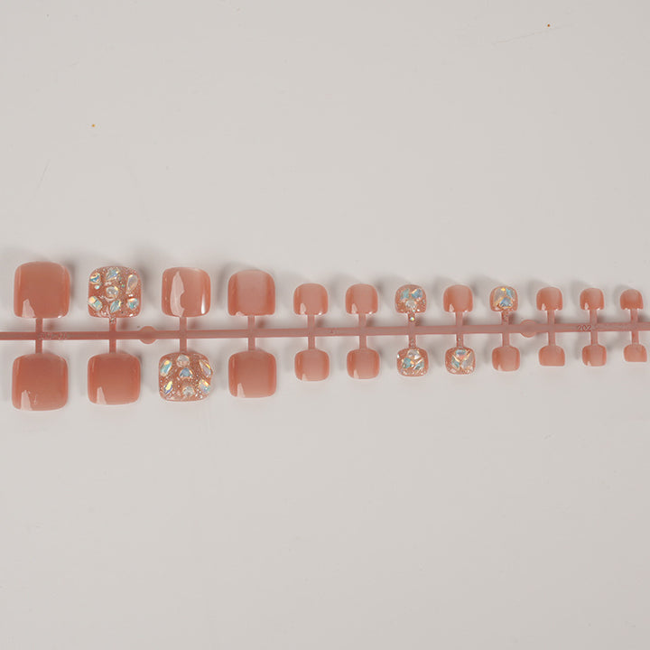 Elegantes Press-On-Nagelkunstset mit Edelstein-Akzenten