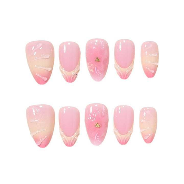 Elegantes Blumen Press-On Nail Art Set Karnz