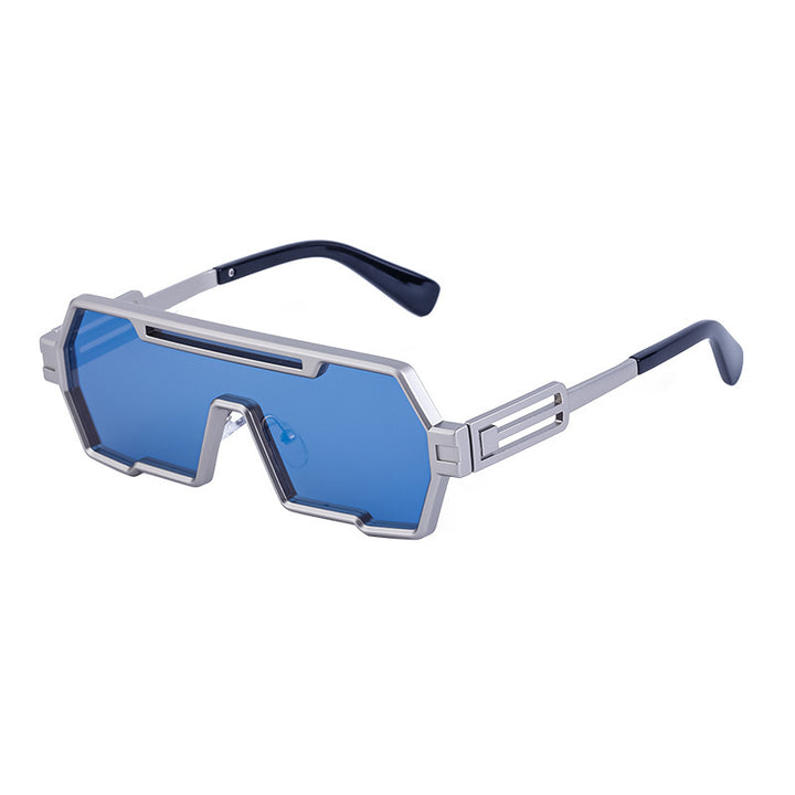 Damen modische Sonnenbrille im futuristischen Design mit breitem Rahmen Karnz