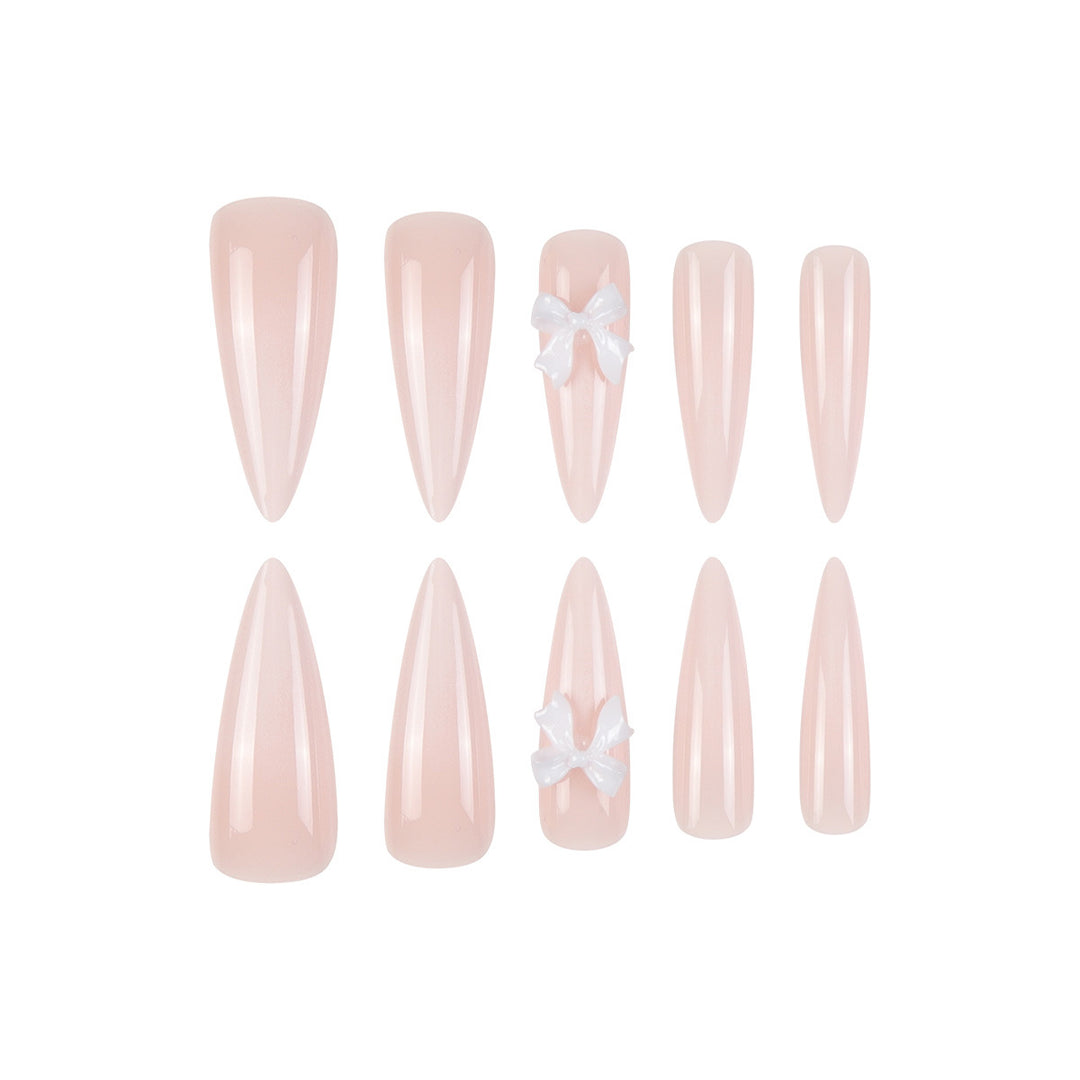 Premium Stiletto Press-On Nägel mit einzigartiger Schleifen Dekoration Karnz