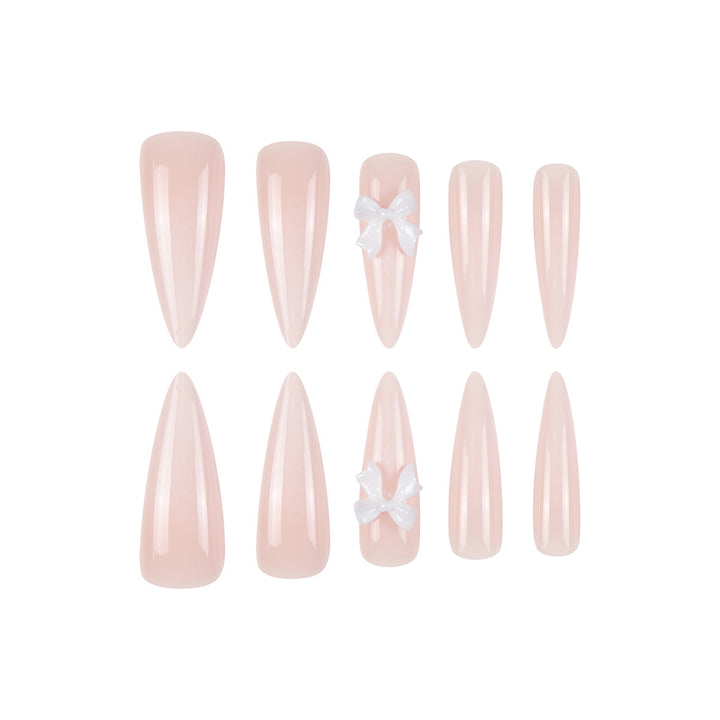 Premium Stiletto Press-On Nägel mit einzigartiger Schleifen Dekoration Karnz