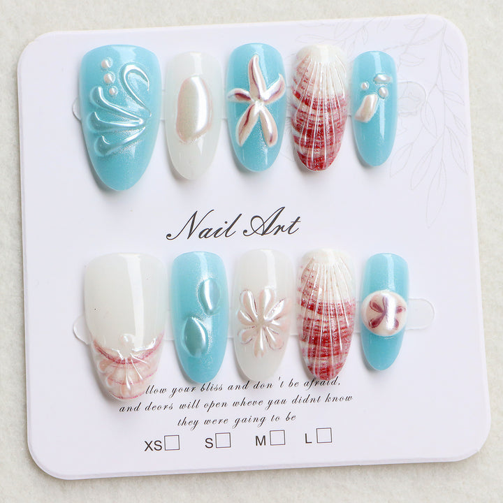 Küsten-Themen Press-On Nagelkunst Set Karnz