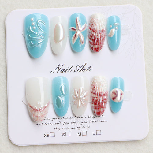 Küsten-Themen Press-On Nagelkunst Set Karnz