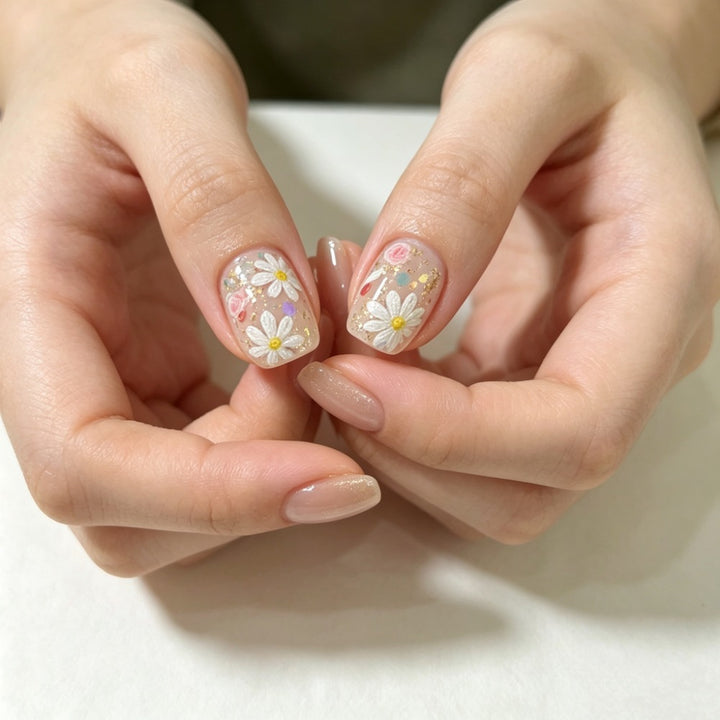 Floral Press-On Nagel Set Karnz
