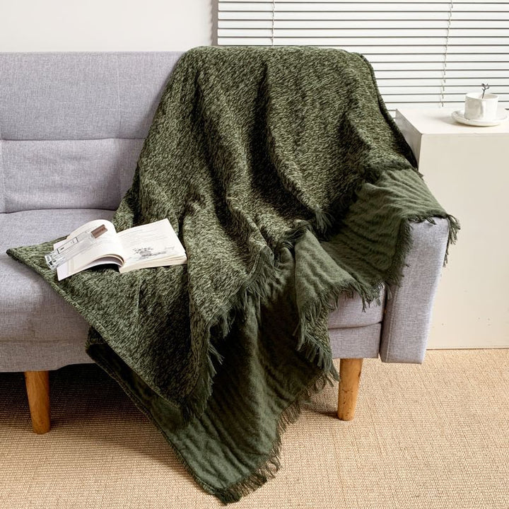 Gemütliche Strickwurfdecke