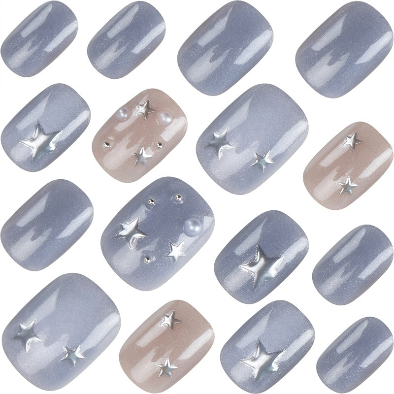 Künstlerisches Press-On Nagelset mit himmlischem Thema Karnz