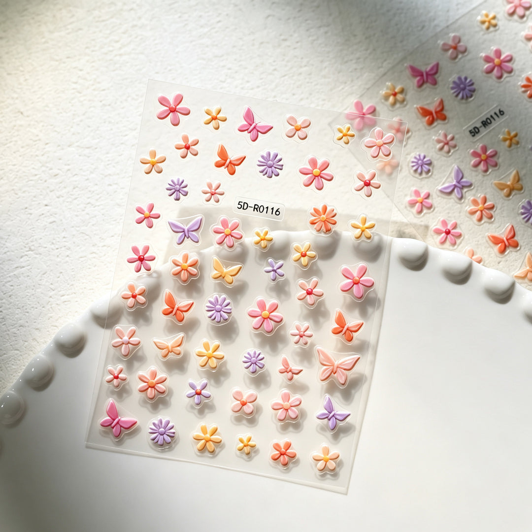 Dekorative 3D Blüten- und Schmetterling-Nagelkunst Charms