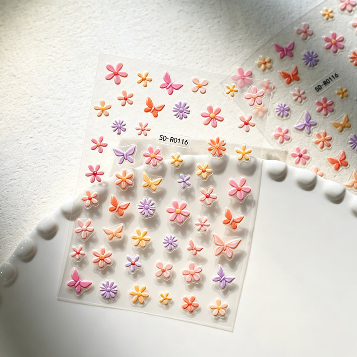 Dekorative 3D Blüten- und Schmetterling-Nagelkunst Charms