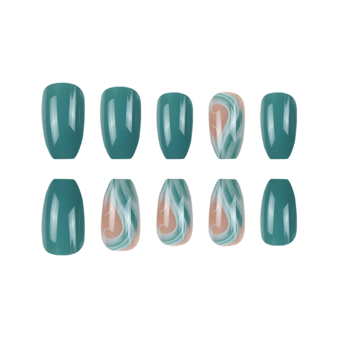 Künstlerisches Stiletto Presse-Nagel-Set mit abstraktem Design Karnz