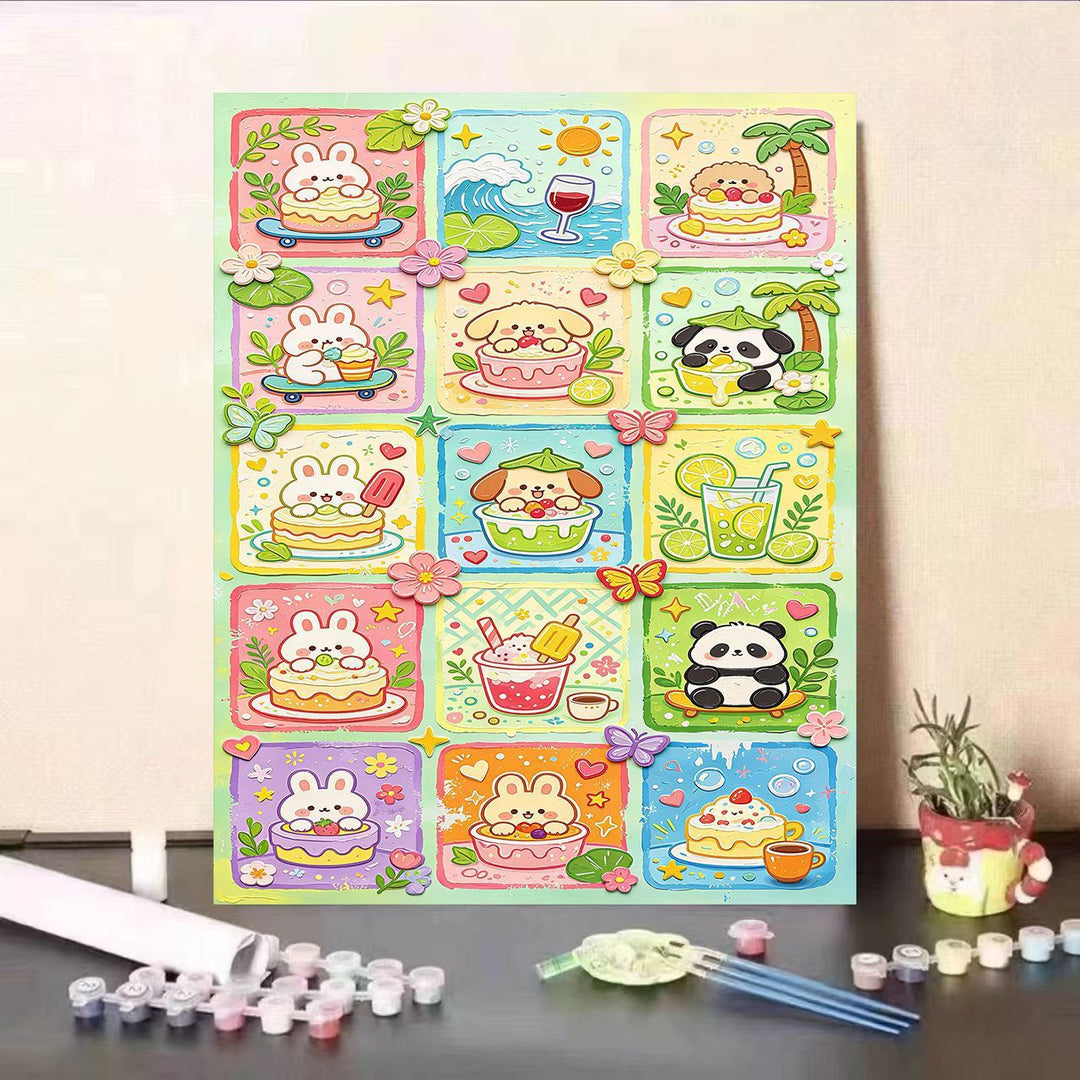 Buntes tierisches DIY Malen nach Zahlen Set Karnz