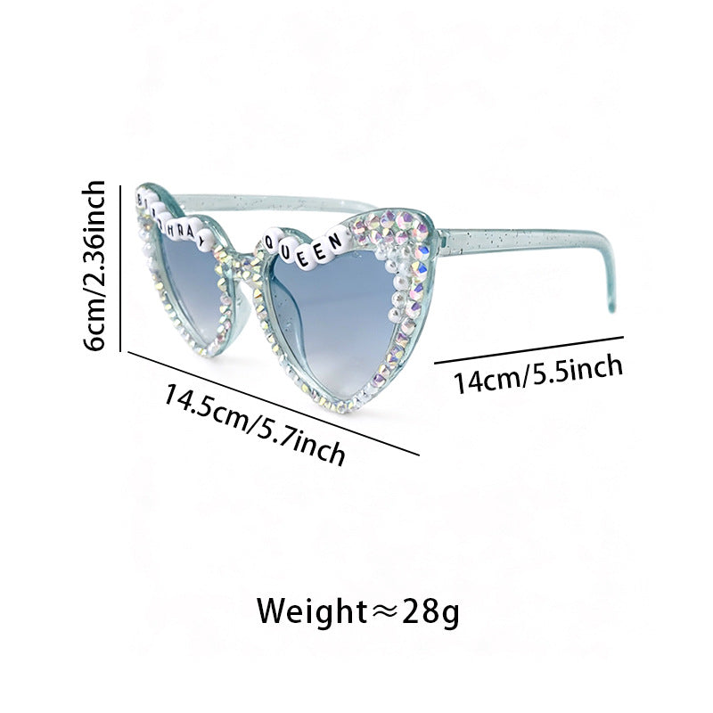 Rhinestone-besetzte Geburtstagsthema-Sonnenbrille Karnz