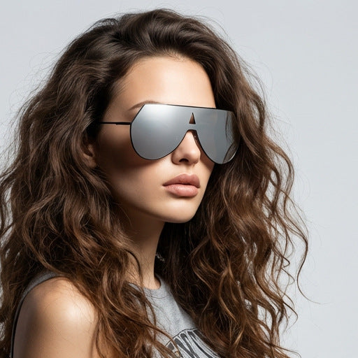 Damen futuristische Oversized-Sonnenbrille mit schützendem Metallrahmen Karnz