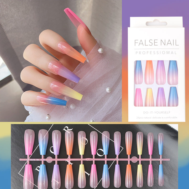 Gradient Ombre Lange Press-On Nägel Karnz